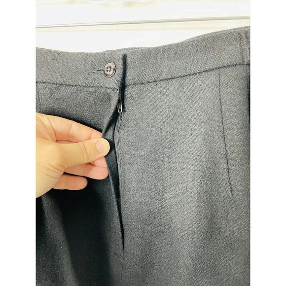 Vtg Worthington Wool Midi Skirt Sz 18 Black Classic Business Casual Slit Capsule - Picture 4 of 13